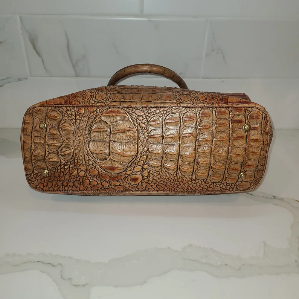 Brahmin Vintage Toasted Almond Melbourne Stacey Boston Satchel Shoulder Bag